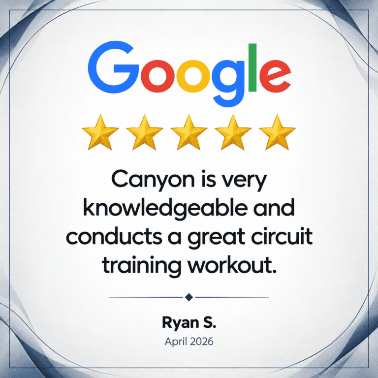 Five-star Google review for Canyon's circuit training workout.